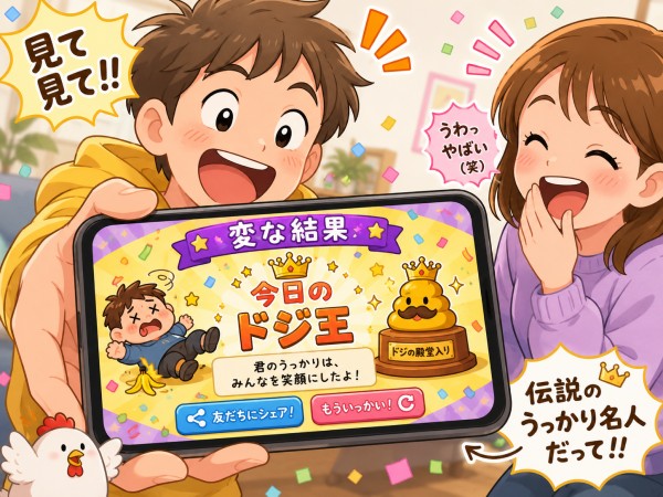 ひょうきんな結果表示で、友達に見せたくなるイメージ作り